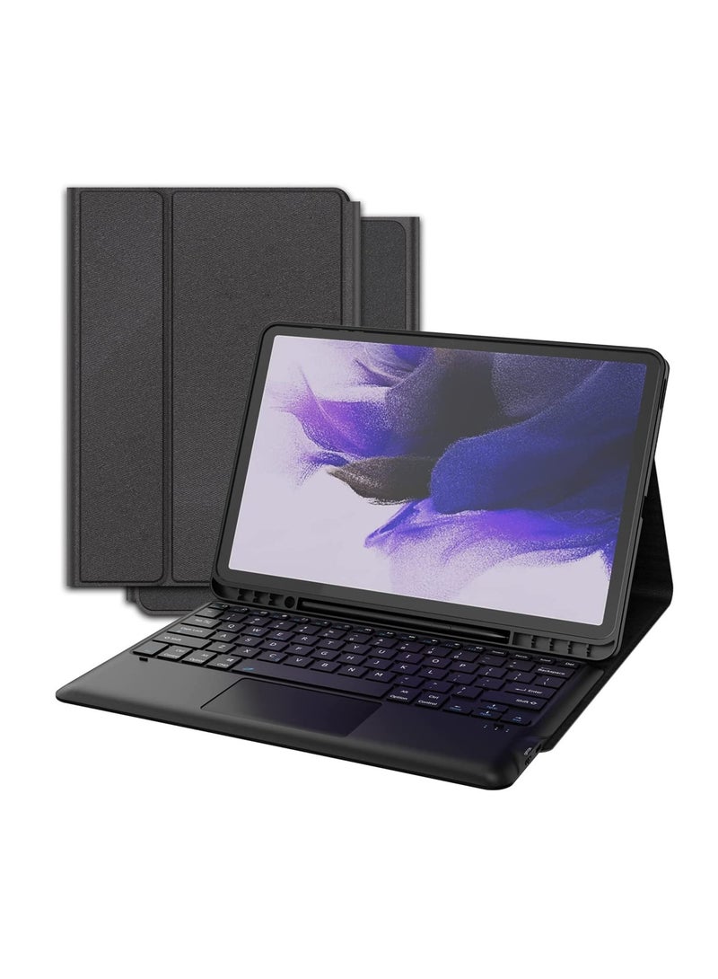 ELTRAZONE Smart Wireless Waterproof Detachable Magnetic Tablet Trackpad Keyboard Cover for S7 FE SM-T730/T736 with S Pen Holder (Black)… - Image 1