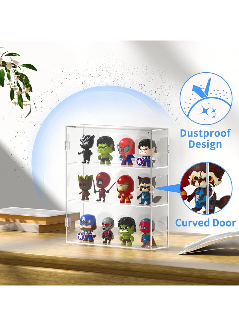 TPGP Acrylic Display Case for Mini Funko Pop Figures, Clear Wall Mounted or Desktop 3 Layer Storage Cabinet Organizer for Mini Funko Pop Figures, Collections, Dustproof Display Case for Toys, Rocks, Stones - Image 3