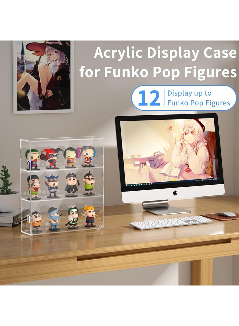 TPGP Acrylic Display Case for Mini Funko Pop Figures, Clear Wall Mounted or Desktop 3 Layer Storage Cabinet Organizer for Mini Funko Pop Figures, Collections, Dustproof Display Case for Toys, Rocks, Stones - Image 4