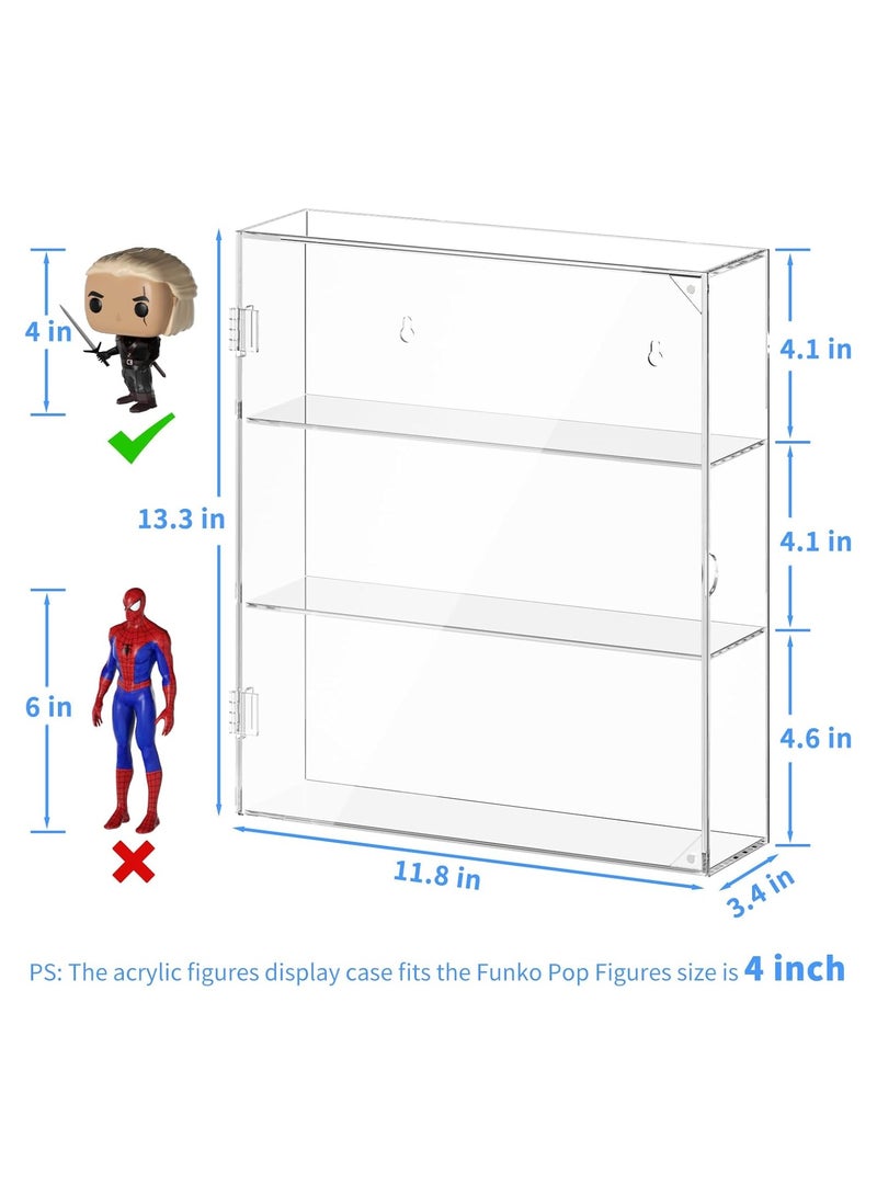 TPGP Acrylic Display Case for Mini Funko Pop Figures, Clear Wall Mounted or Desktop 3 Layer Storage Cabinet Organizer for Mini Funko Pop Figures, Collections, Dustproof Display Case for Toys, Rocks, Stones - Image 2
