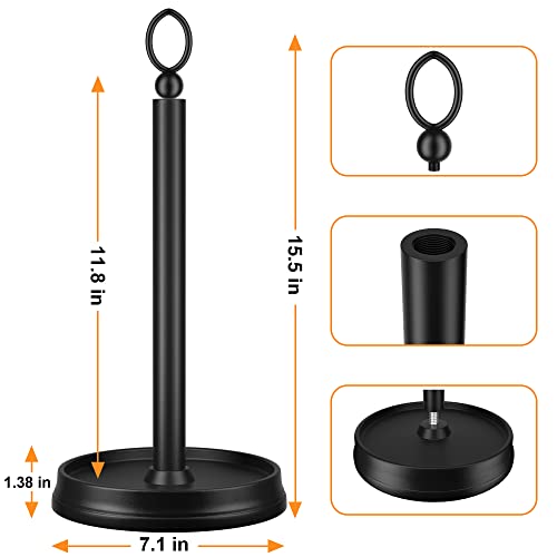 KASUNTO Paper Towel Holder (with Heavy Weighted Base) Steel Paper Holder countertop，Black Paper Towel Holder for Kitchen Countertops, Bars & Dining Tables,Fits Standard & Jumbo Rolls, Matte Black - Image 2