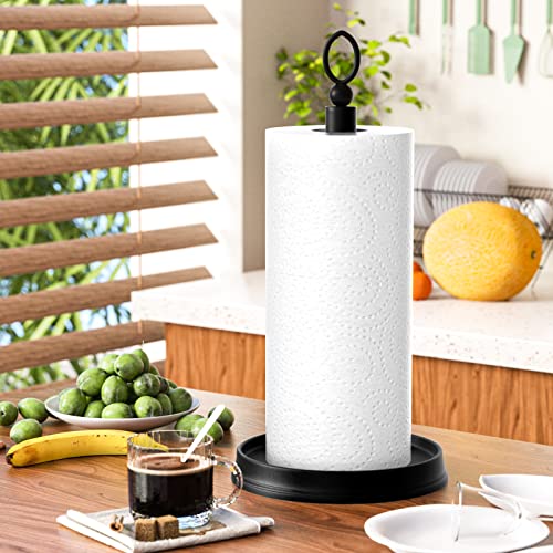 KASUNTO Paper Towel Holder (with Heavy Weighted Base) Steel Paper Holder countertop，Black Paper Towel Holder for Kitchen Countertops, Bars & Dining Tables,Fits Standard & Jumbo Rolls, Matte Black - Image 5