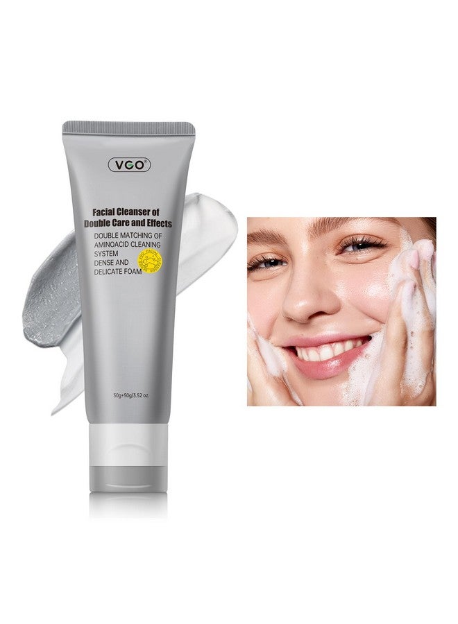 VGO VGO Facial Cleanser, Daily Face Wash of Double Care and Effects, Cleansing Mud Mask & Amino Acid Cleansing Double Tube in 1 Gentle Face Cleanser, 3.52 Oz  - Image 1