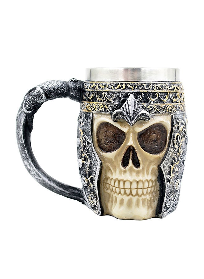 NIBEMINENT 3D Skull Design Coffee Mug Silver/Beige - Image 1