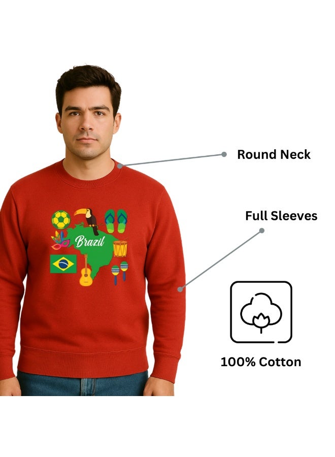 PRINTSHOP4ME Brazil Men’s Sweatshirt–Cotton Full Sleeve Sweatshirt–Comfortable And Stylish–Printed Brazil Design For Casual Wear,Travel And Outdoor Activities  - Image 5