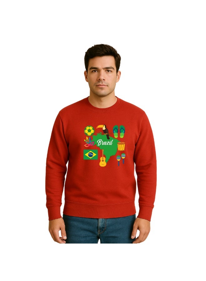 PRINTSHOP4ME Brazil Men’s Sweatshirt–Cotton Full Sleeve Sweatshirt–Comfortable And Stylish–Printed Brazil Design For Casual Wear,Travel And Outdoor Activities  - Image 1