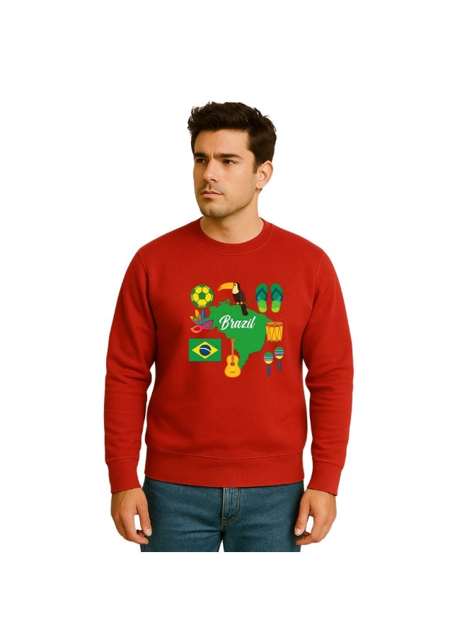 PRINTSHOP4ME Brazil Men’s Sweatshirt–Cotton Full Sleeve Sweatshirt–Comfortable And Stylish–Printed Brazil Design For Casual Wear,Travel And Outdoor Activities  - Image 2