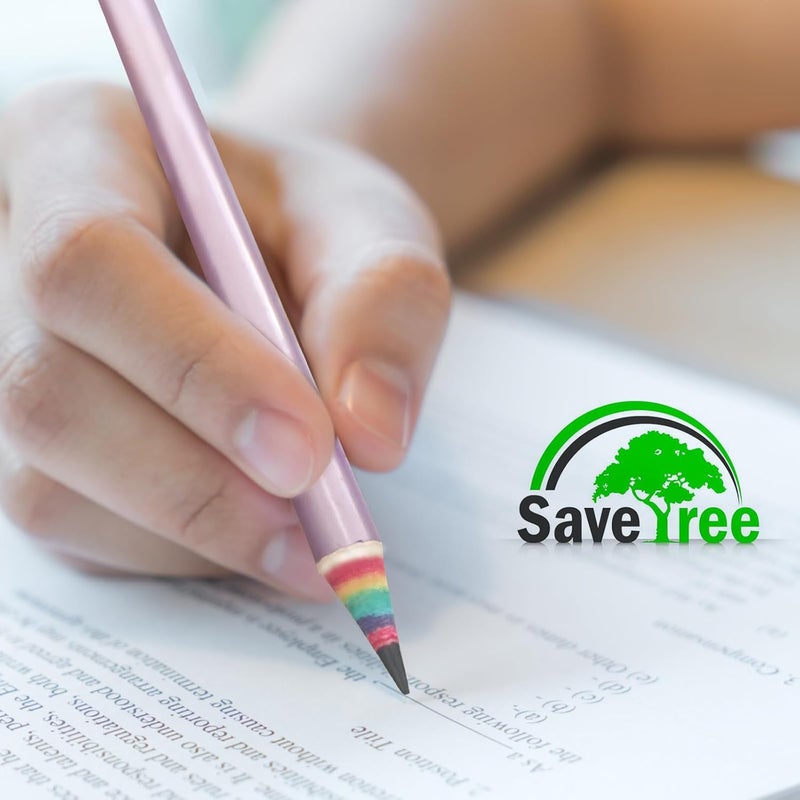 ECOTREE Pre-Sharpened Pencils #2 Eco Rainbow Paper Pencils for Kids Cute Number 2 Pencil with Erasers for School, Writing,12 Count - Image 5