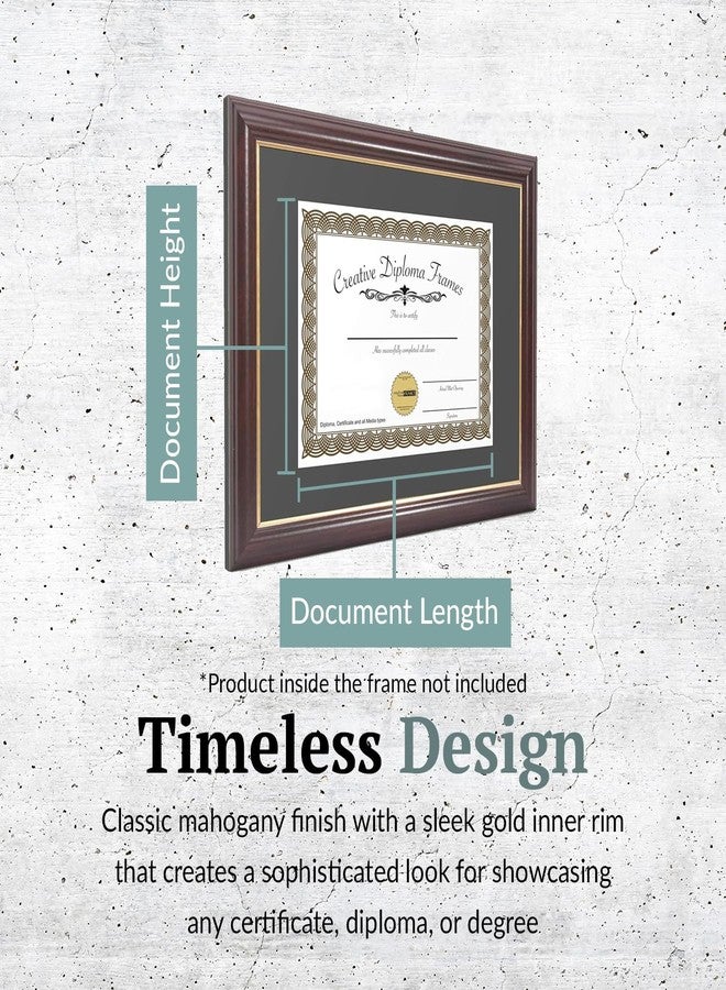 Creative Picture Frames 13x17 Mahogany Gold Rim Diploma Frame with Black Mat Glass and Installed Wall Hangers | Frame Holds 16x20 Media without Mat - Image 2