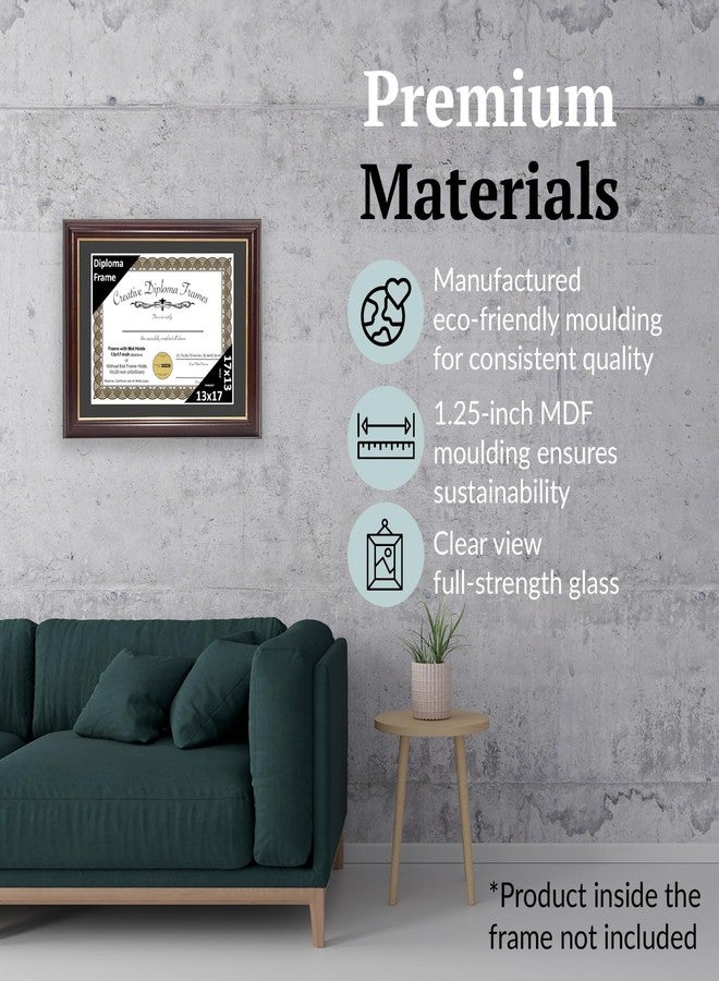 Creative Picture Frames 13x17 Mahogany Gold Rim Diploma Frame with Black Mat Glass and Installed Wall Hangers | Frame Holds 16x20 Media without Mat - Image 5