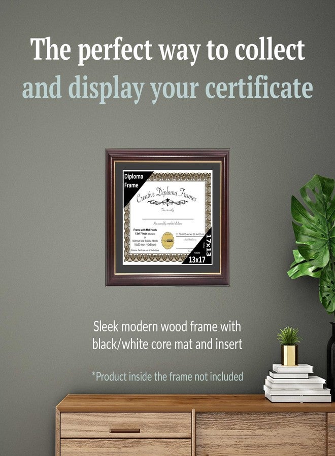 Creative Picture Frames 13x17 Mahogany Gold Rim Diploma Frame with Black Mat Glass and Installed Wall Hangers | Frame Holds 16x20 Media without Mat - Image 3