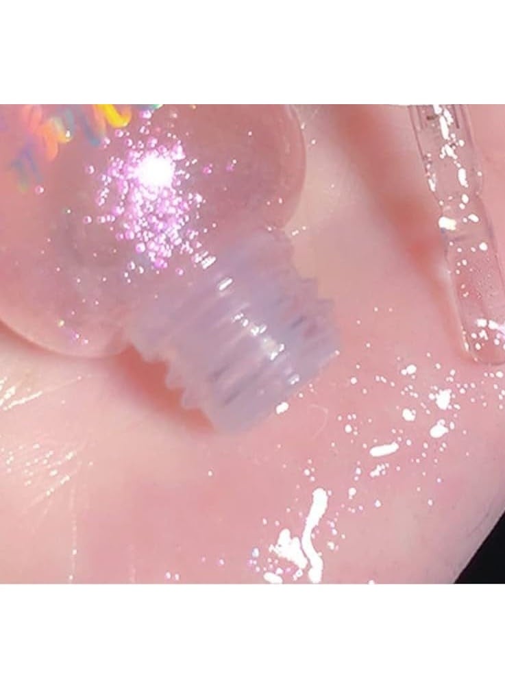 Gege Bear Glitter Lip Gloss | High-Shine Korean Style Makeup | Clear & Glittery Shades | Cute Bow Cap Design | Moisturizing Lips with Doe-Foot Brush Applicator | Hydrating Glossy Liquid Lip Gloss | Perfect Dry Lips For Women (02#Peach Jam, 10g) - Image 3