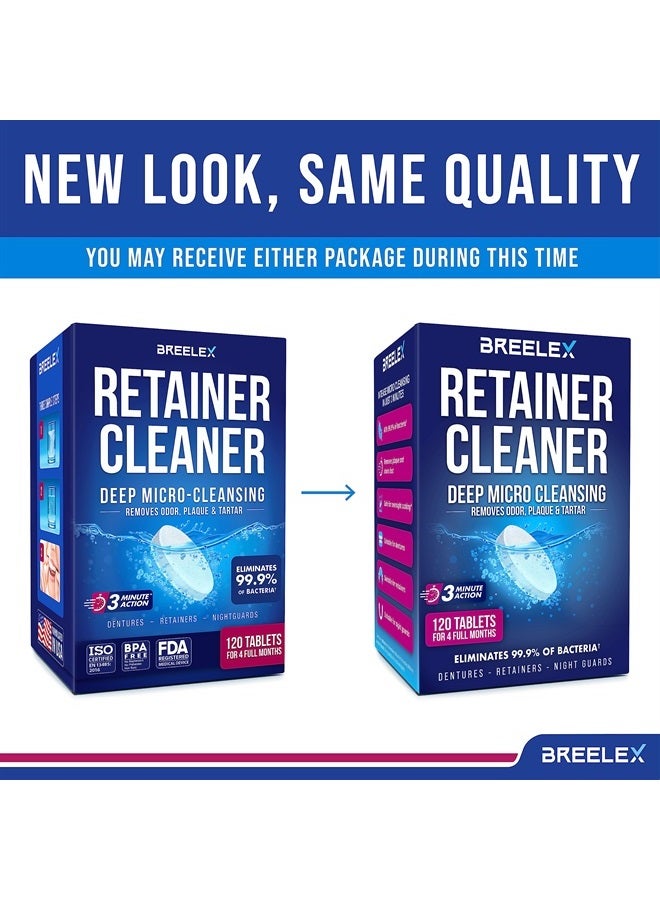 Breelex BREELEX Denture Cleaning Tablets - 120 Retainer Cleaner Tablets for Aligner, Mouth & Night Guard - FSA HSA Approved Products - Dental Cleanser for Nightguards- Fresh in 3 Minutes - 120 Tablets  - Image 2