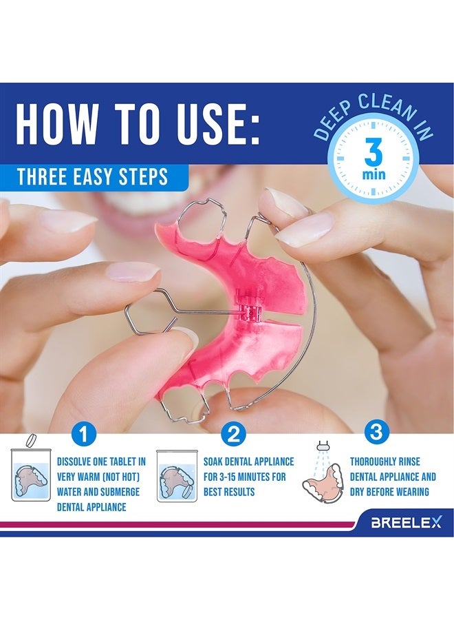 Breelex BREELEX Denture Cleaning Tablets - 120 Retainer Cleaner Tablets for Aligner, Mouth & Night Guard - FSA HSA Approved Products - Dental Cleanser for Nightguards- Fresh in 3 Minutes - 120 Tablets  - Image 5