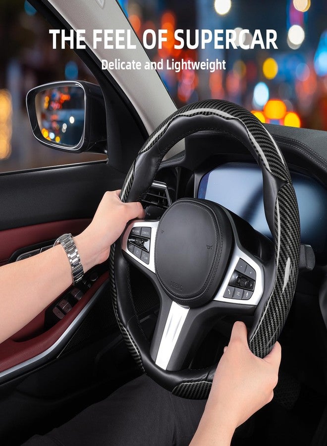 Aimato Universal Carbon Fiber Steering Wheel Cover Non-Slip Segmented Car Steering Wheel Covers - Image 2