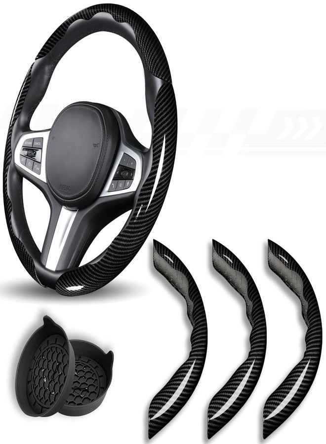 Aimato Universal Carbon Fiber Steering Wheel Cover Non-Slip Segmented Car Steering Wheel Covers - Image 1