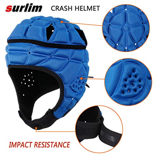 Surlim Rugby Helmet Headguard Headgear for Soccer Scrum Cap Soft Protective Helmet for Kids Youth Blue Medium - Image 4