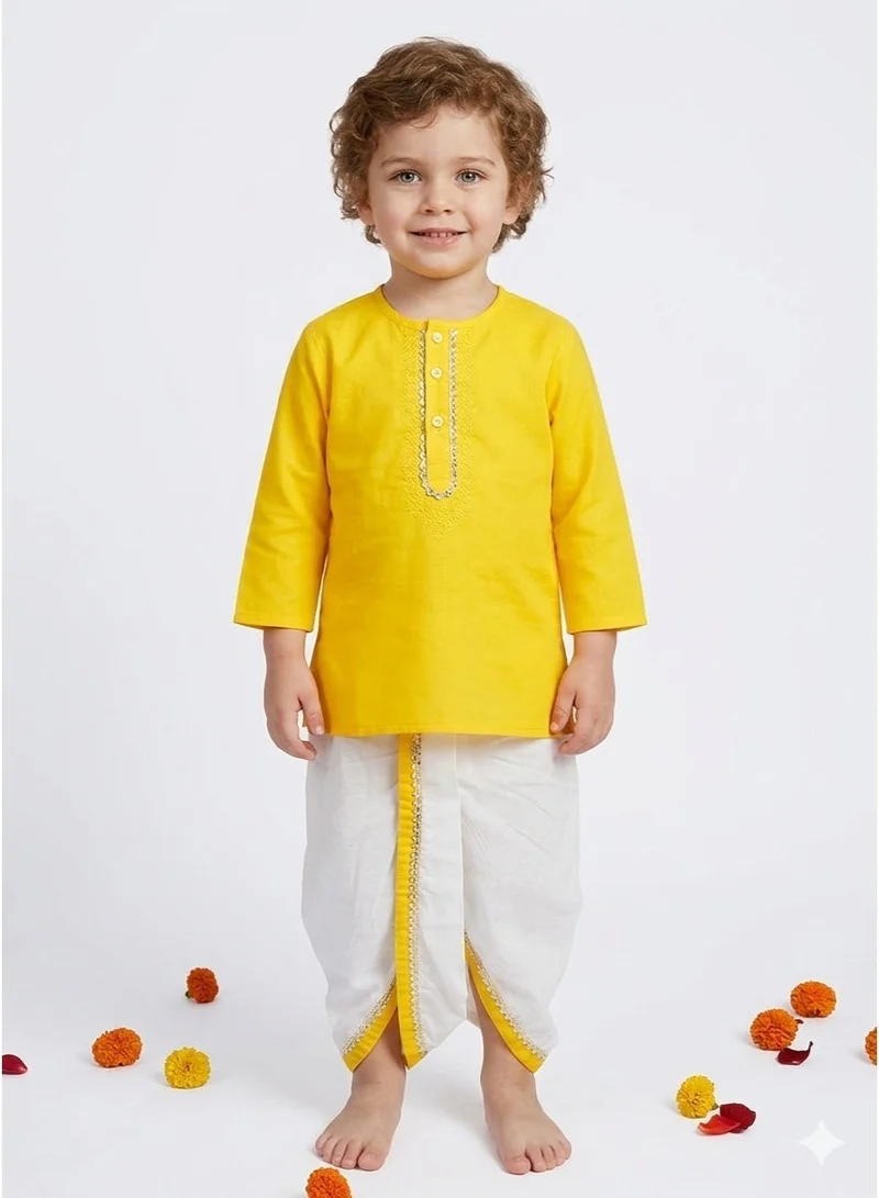Saka Designs Boys Yellow Kurta with Dhoti Pants
