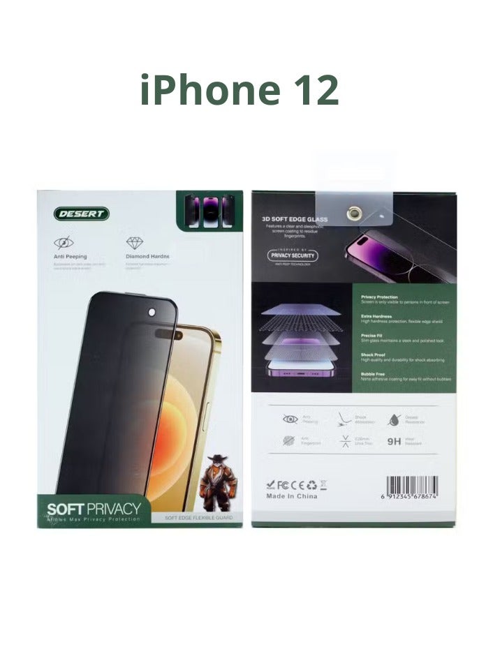 Desert Diamond Hardness Soft Privacy Screen Protector for iPhone 12  , Anti-Spying - Image 4