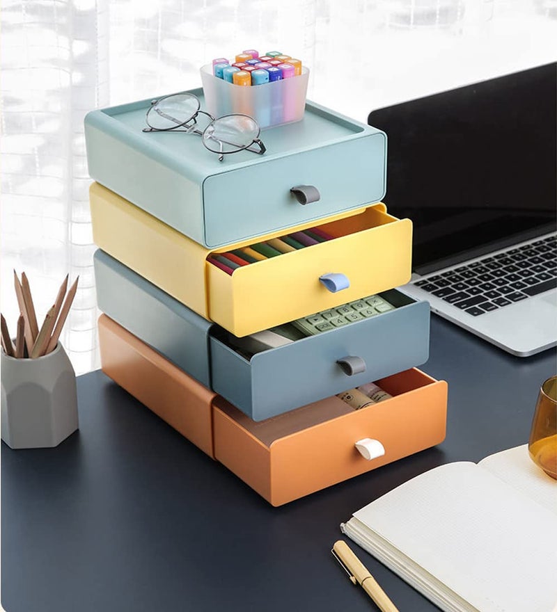 Voxmix Desktop Organizer Makeup Storage Box Stackable Jewelry Container Large Capacity Mask Medicine Case Box for Dorm Countertop 21X8X20 cm Multicolor 4 PlasticAcrylonitrile Butadiene Styrene - Image 1