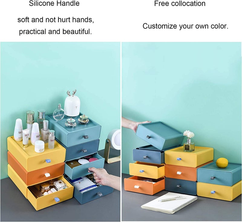 Voxmix Desktop Organizer Makeup Storage Box Stackable Jewelry Container Large Capacity Mask Medicine Case Box for Dorm Countertop 21X8X20 cm Multicolor 4 PlasticAcrylonitrile Butadiene Styrene - Image 5