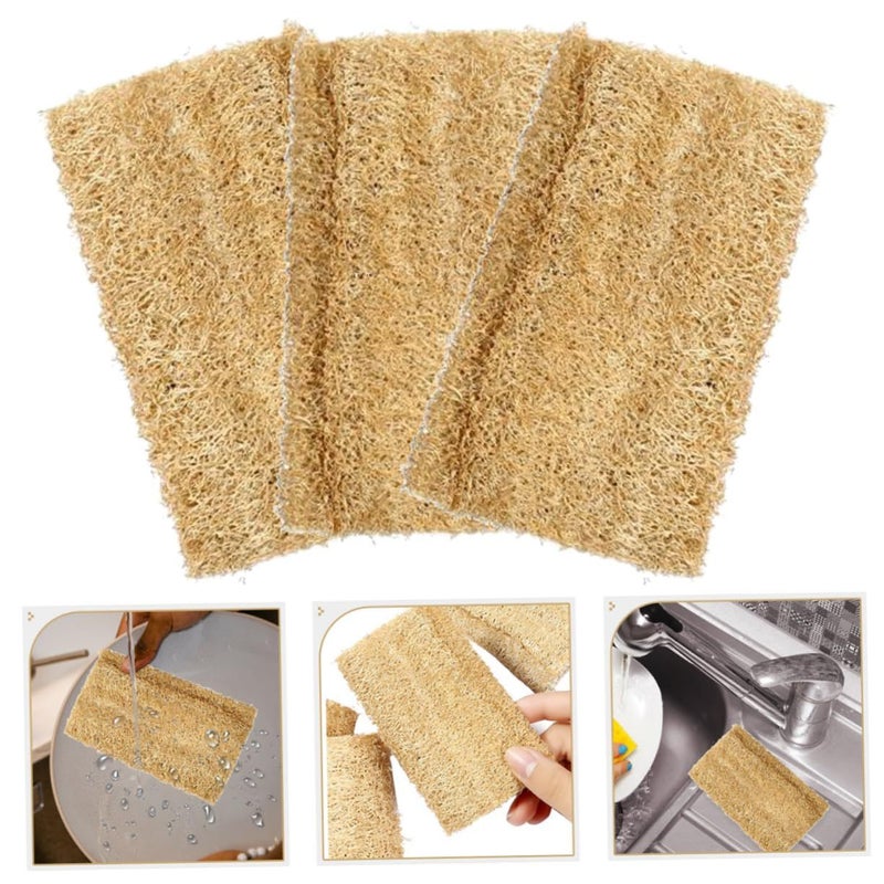 3 Pcs Natural Loofah Dishwashing Sponges Thick Absorbent Dried Loofah Pads For Kitchen Sink Cleaning Non Toxic Scrubbers Remove Grease And Grime Safely - Image 4