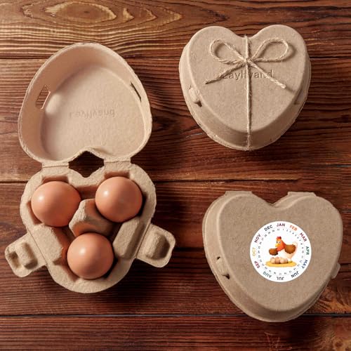 LayHyand 30 PCS Valentine Heart Shaped Egg Cartons with Labels, Easter Pulp Paper Egg Cartons 3 Count with Jute Rope, Cute Egg Basket Storage Container Holder, Lover Gift Chicken Eggs Crate - Image 4