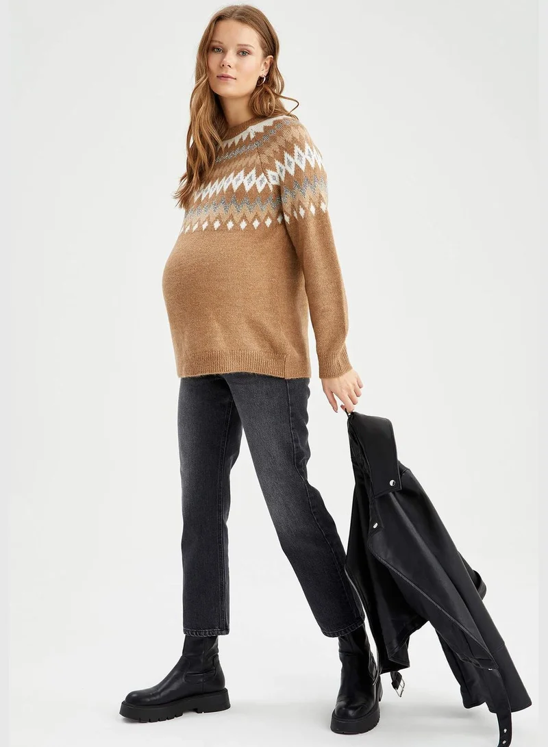 ديفاكتو Regular Fit Long Sleeve Ethnic Print Maternity Jumper