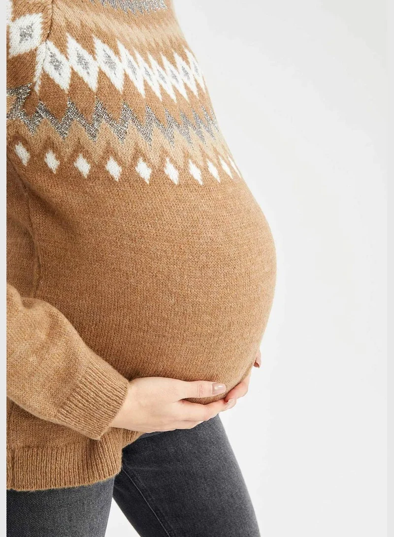 ديفاكتو Regular Fit Long Sleeve Ethnic Print Maternity Jumper
