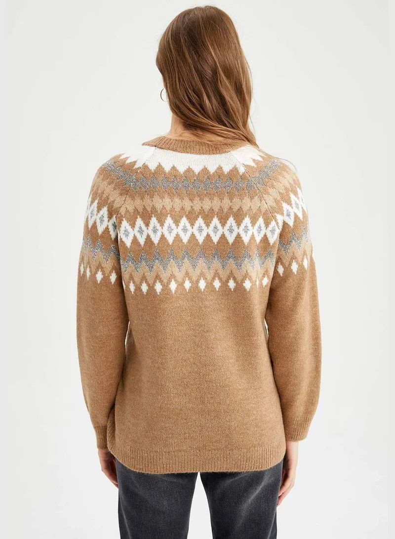 ديفاكتو Regular Fit Long Sleeve Ethnic Print Maternity Jumper