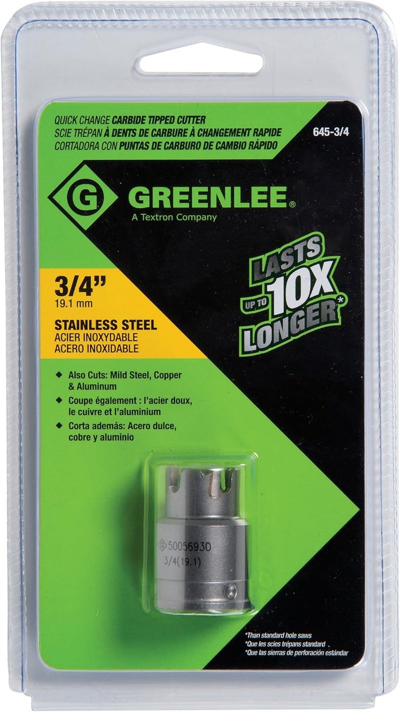 Greenlee 645-3/4 Quick Change Stainless Steel Hole Cutter, 3/4-Inch - Image 1