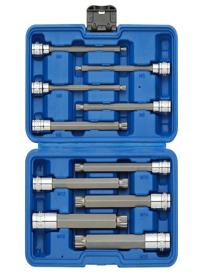 EMENTOL XZN Triple Square Spline Bit Socket Set, Extra Long 5.9-Inch, 10 Pieces 3/8" and 1/2" Drive M4 - M16, MT14 - MT18, CR-V and S2 Steel - Image 1