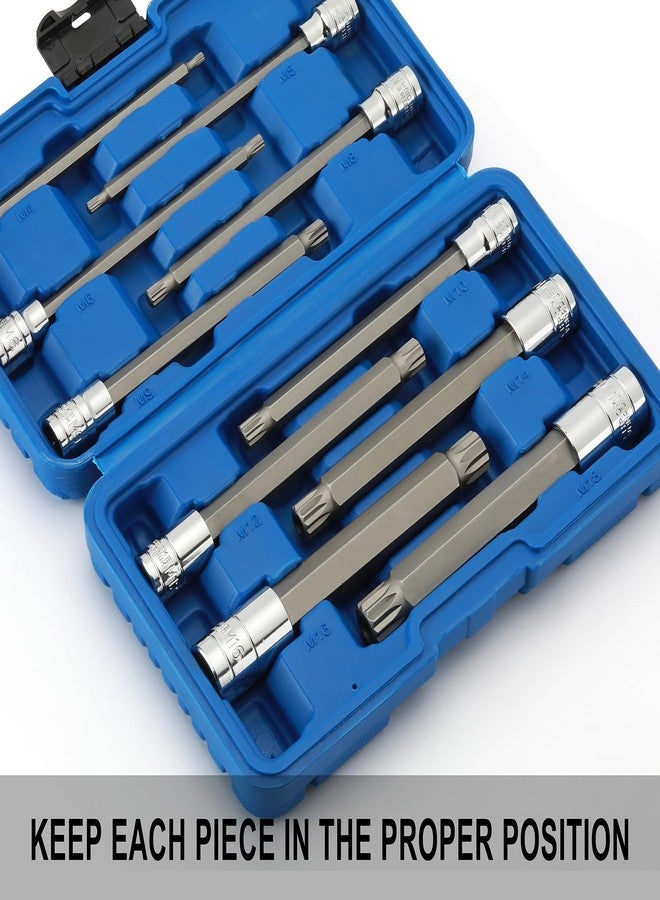 EMENTOL XZN Triple Square Spline Bit Socket Set, Extra Long 5.9-Inch, 10 Pieces 3/8" and 1/2" Drive M4 - M16, MT14 - MT18, CR-V and S2 Steel - Image 5