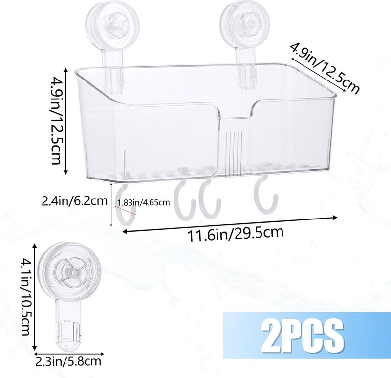 Excefore Large Clear Bath Toy Storage Organizer with Strong Suction Cup Hooks–Kids Bathtub Holder and Bathroom Storage Solution for Easy Sorting, Space Saving, and Waterproof&Toiletry 2pcs - Image 2