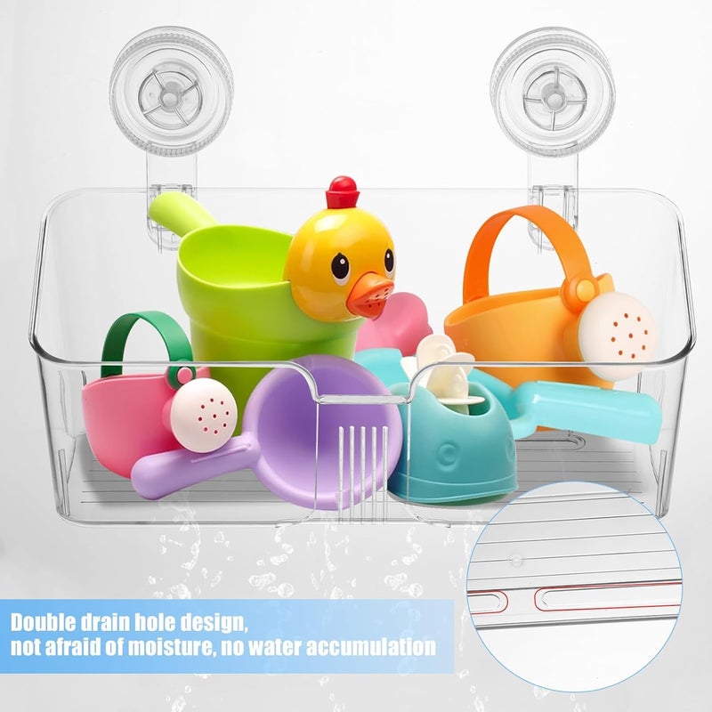 Excefore Large Clear Bath Toy Storage Organizer with Strong Suction Cup Hooks–Kids Bathtub Holder and Bathroom Storage Solution for Easy Sorting, Space Saving, and Waterproof&Toiletry 2pcs - Image 5