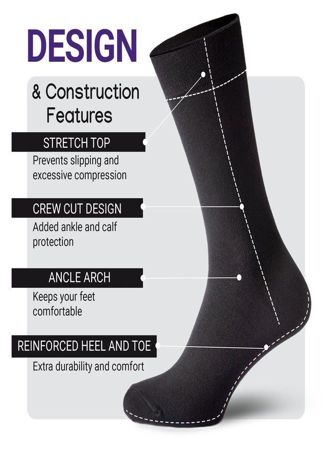 Duna Cotton Mens Black Dress Socks 4 Pairs - Super Soft and Breathable Daily Lightweight Crew Socks size 10-12 Black - Image 2