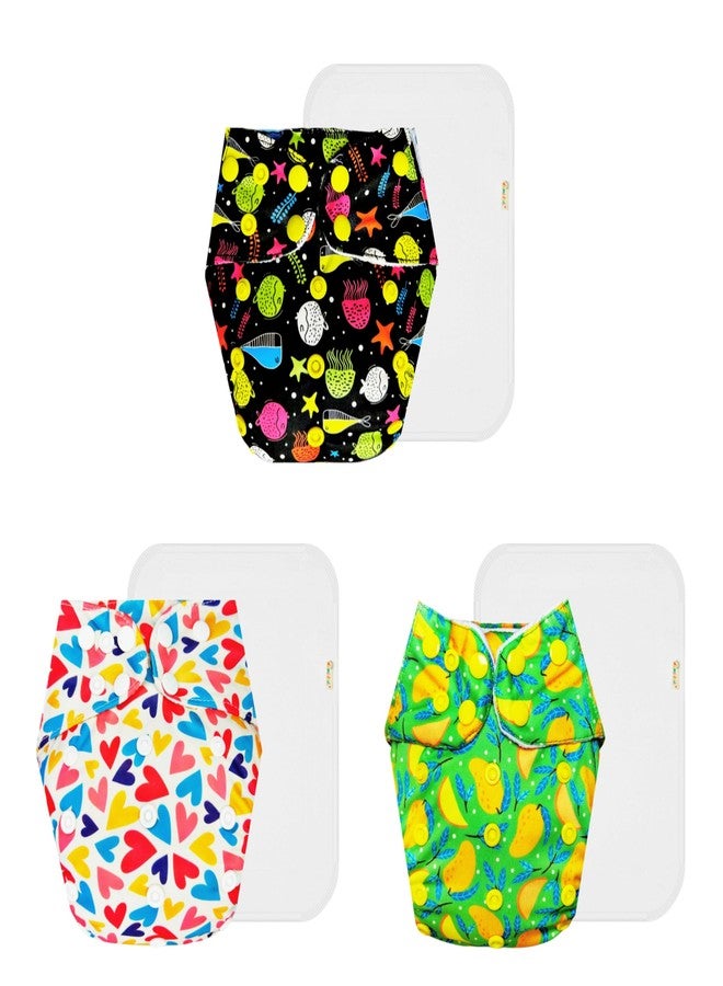 حفاضات قماشية فاخرة من دمبلدو مع حشوة قطنية (عبوة من 3) | ملائمة تمامًا | وسادة ماصة من 6 طبقات | سريعة الجفاف | مثالية للأطفال الصغار | من 3 أشهر إلى 3 سنوات | للجنسين - Image 1