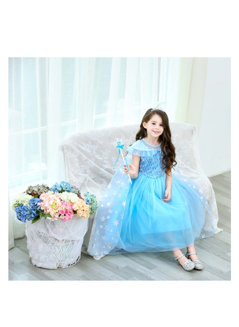NOVOLAN NOVOLAN Princess Dress Party Cosplay Clothing Ice Queen Princess  Dress Ice Snow Dress Fluffy Gauze Dress Girls Clothing Birthday Princess  Dress Kids Costume Blue Costume with Accessory Set | Best Price