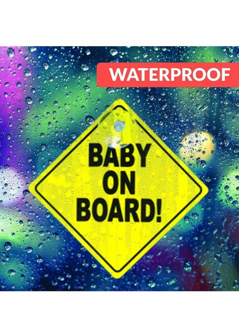 Excefore 2 Pcs Baby on Board Signs, Kids Safety Warning, Baby on Board Stickers, Premium PP with Powerful Suction Cups for Car - Image 3