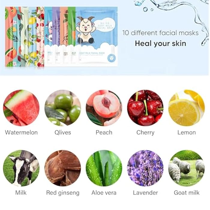 GUOYAOLIFU 20 Sheets Face Masks Skincare,Hydrating Face Masks Suitable for All Skin Types,Facial Masks for Women Skin Care, Soothe and Moisture Face Sheet Masks for Spa - Image 4