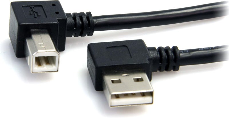 StarTech.com 3ft Right Angle USB A to B Cable - USB 2.0 Connector for Printers and Scanners - Black - Image 1