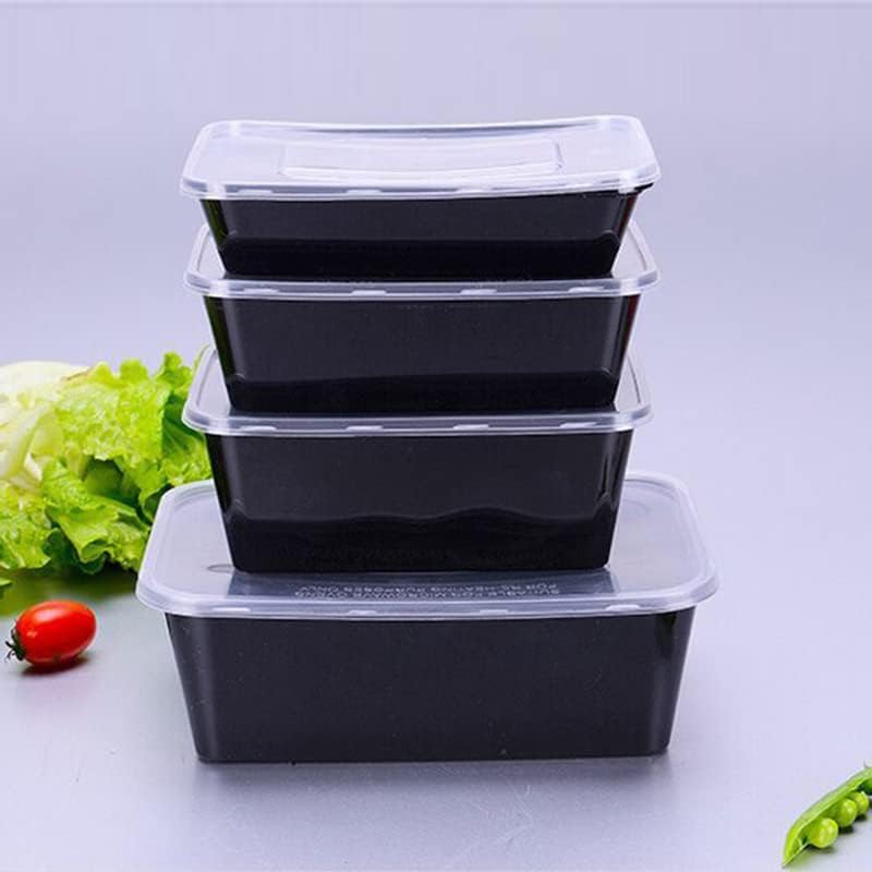 SHOP  SHOPPEE SHOP & SHOPPEE Reusable Plastic Square shape Food Container Bowl/Tub with Air Tight Leakproof Transparent Lid for Food Delivery & Storage, Fridge/Dishwasher/Microwave Safe- 1000ml (Pack of 25, Black) - Image 4