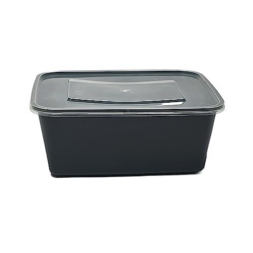 SHOP  SHOPPEE SHOP & SHOPPEE Reusable Plastic Square shape Food Container Bowl/Tub with Air Tight Leakproof Transparent Lid for Food Delivery & Storage, Fridge/Dishwasher/Microwave Safe- 1000ml (Pack of 25, Black) - Image 2