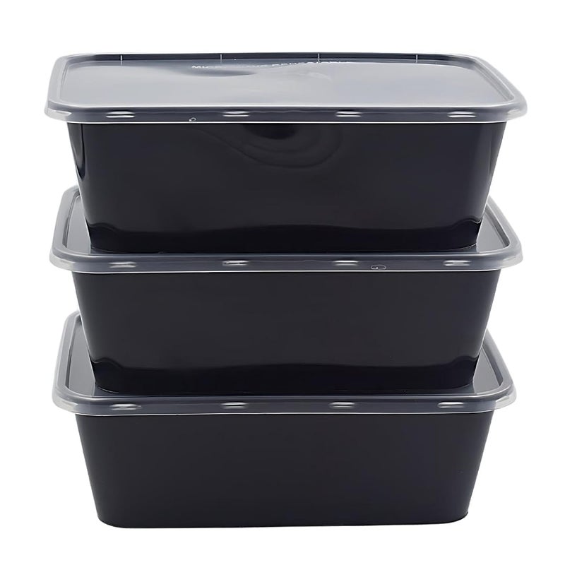 SHOP  SHOPPEE SHOP & SHOPPEE Reusable Plastic Square shape Food Container Bowl/Tub with Air Tight Leakproof Transparent Lid for Food Delivery & Storage, Fridge/Dishwasher/Microwave Safe- 1000ml (Pack of 25, Black) - Image 5