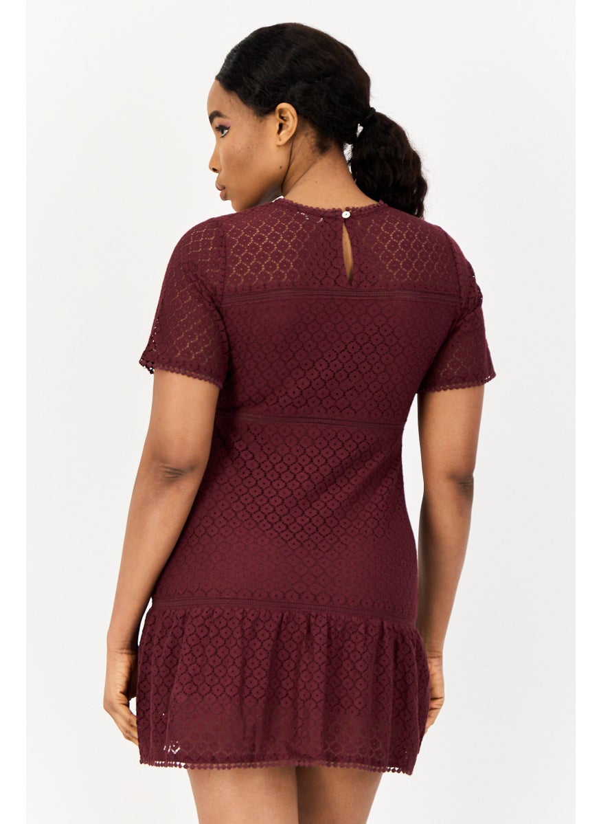 ONLY Women Eyelet Mini Dress, Brown  - Image 2