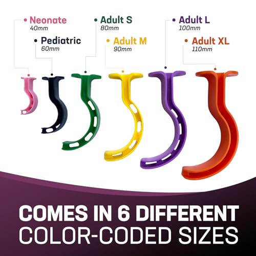 Kemp USA Berman Oral Airway 6 Piece OPA Kit Color Coded Dual Channel Polyethylene Disposable Single Patient Use Reinforced Bite Block Emergency Airway Management Set - Image 3