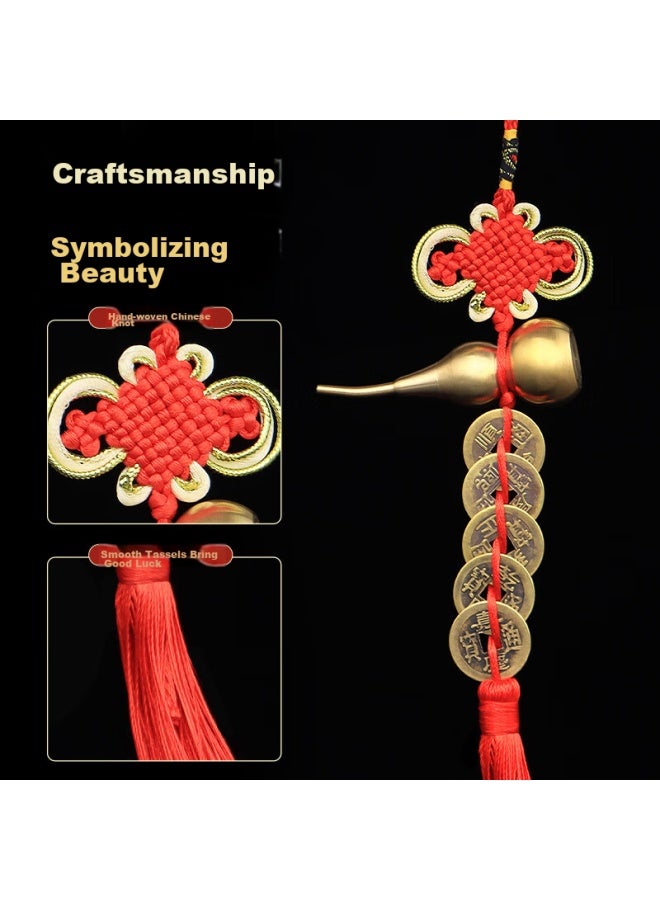 Extreme Space Jidukongjian Wudiqian Brass Wudiqian Pendant, Threshold-opening Ornament, 7cm Full Copper With Gold Rim Gourd-shaped Pendant - Image 2