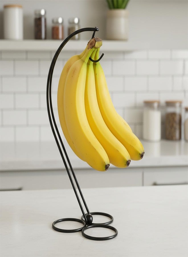 BNYD Banana Holder Stand for Kitchen Counter, Black Banana Hanger with Hook, Fruit Basket Accessory, Hanging Banana Tree, Countertop Banana Rack - Image 4