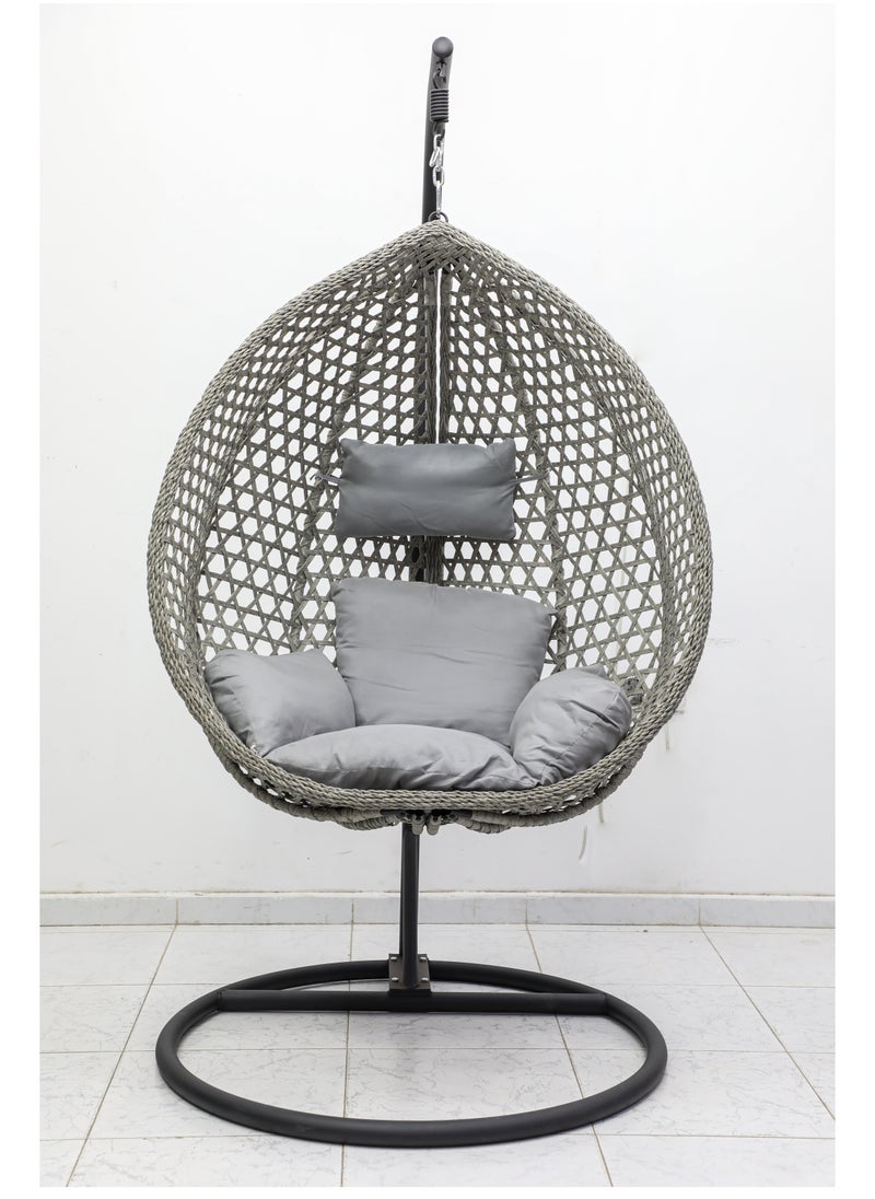 Best Hanging swing chair MH-2008 Hanging Egg Indoor Outdoor Patio Wicker Rattan Swing Chair with UV Resistant Random Washable Cushions & Iron Frame for Garden, Living Room & Backyard & (Grey) - pzsku/Z7610C624F7D6292DC761Z/45/_/1731334015/86837648-6b2a-41e0-b9a1-51625fdcd817