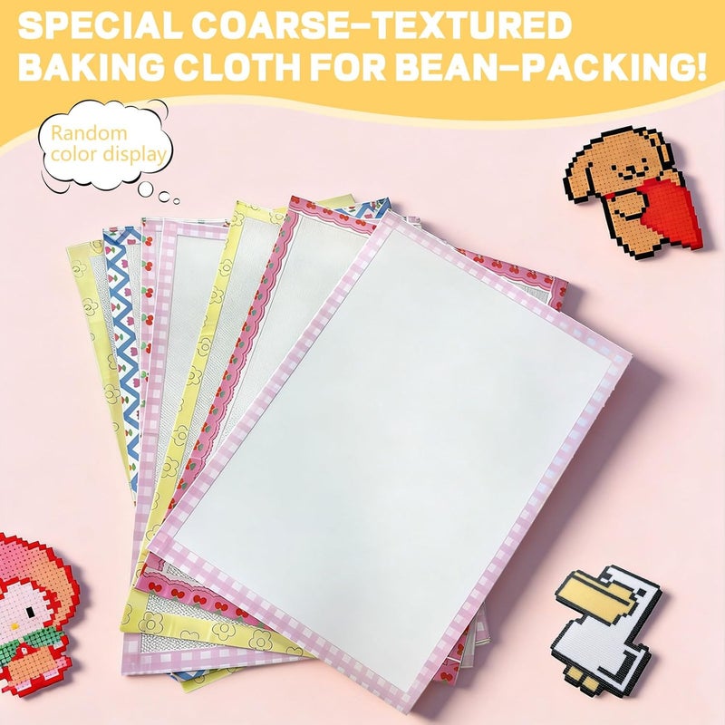 NUOLUTH Thick Texture Fuse Bead Iron Paper, 0.01" Edge Binding Fiberglass Cloth, Non Porous for Beads Craft,5 Pcs, Random Edge Color Sent. - Image 2